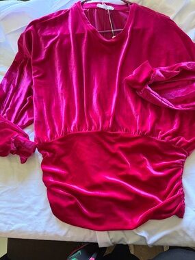 Bright Fuchsia Velvet Blouse